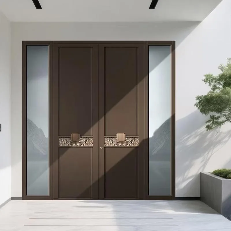 Minimalist Closed-edge Double Swing Cast Aluminum Door